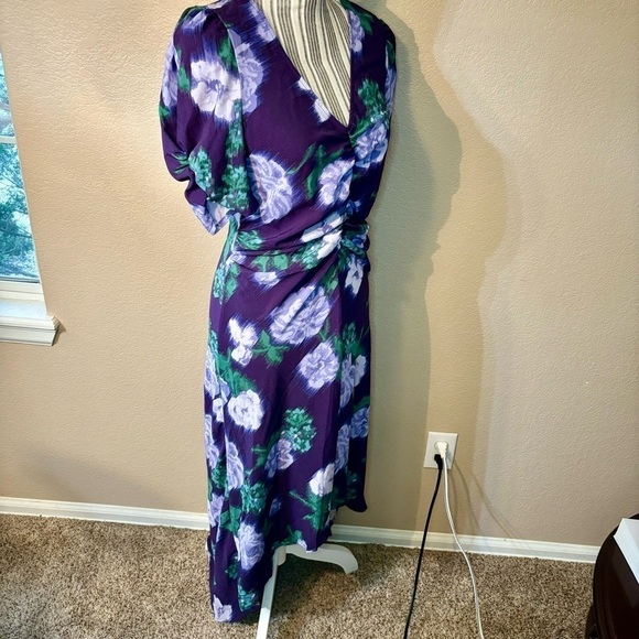 NWT Floral Dress Medium by A New Day Rich Purple Abstract Floral Hi-Low Ruched - Picture 6 of 16
